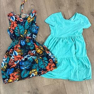 Floral and Teal Kids Dress Set